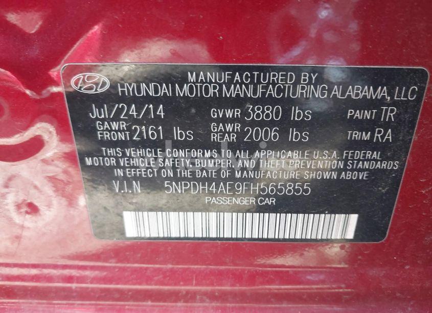 Photo 9 of 2015 Hyundai Elantra SE (VIN 5NPDH4AE9FH565855)