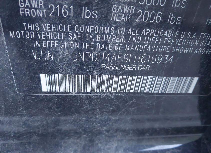 Photo 9 of 2015 Hyundai Elantra LIMITED (VIN 5NPDH4AE9FH616934)