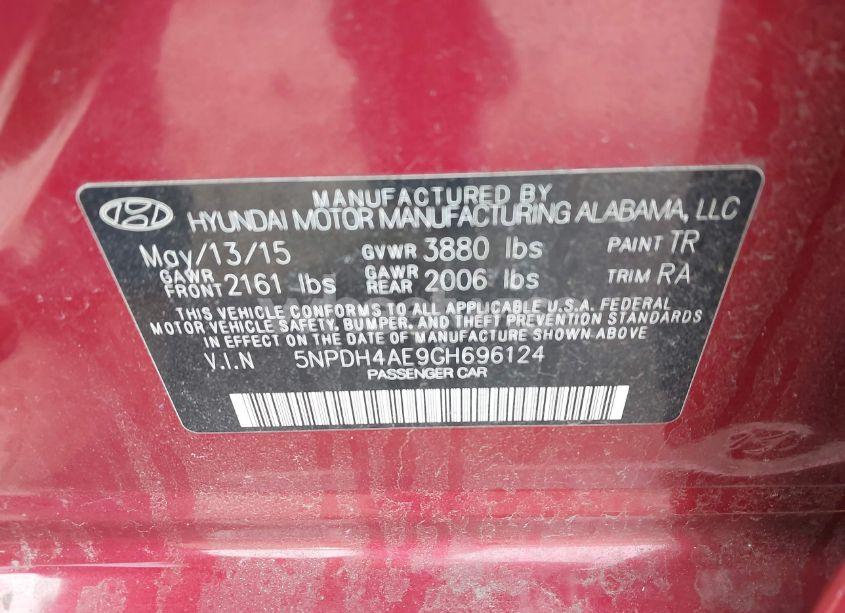 Photo 9 of 2016 Hyundai Elantra SE (VIN 5NPDH4AE9GH696124)