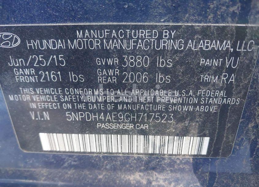 Photo 9 of 2016 Hyundai Elantra SE (VIN 5NPDH4AE9GH717523)