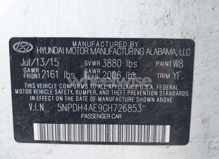 Photo 9 of 2016 Hyundai Elantra SE (VIN 5NPDH4AE9GH726853)