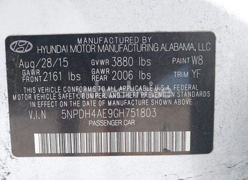 Photo 9 of 2016 Hyundai Elantra SE (VIN 5NPDH4AE9GH751803)