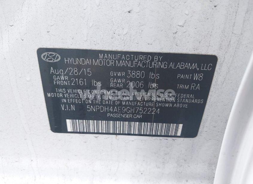 Photo 9 of 2016 Hyundai Elantra SE (VIN 5NPDH4AE9GH752224)