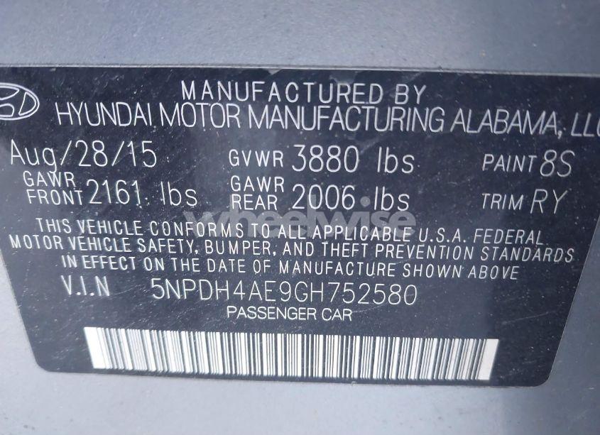 Photo 9 of 2016 Hyundai Elantra VALUE EDITION (VIN 5NPDH4AE9GH752580)