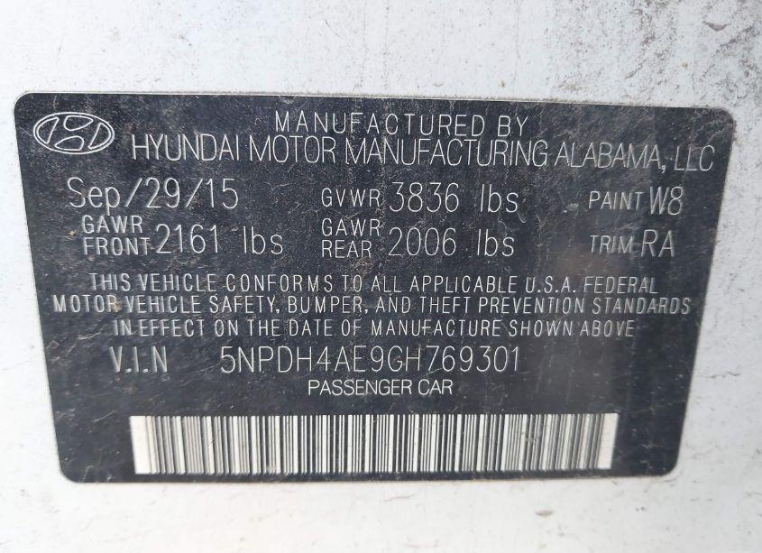 Photo 9 of 2016 Hyundai Elantra SE (VIN 5NPDH4AE9GH769301)