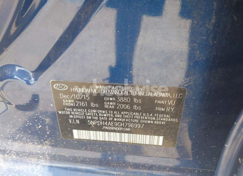 Photo 9 of 2016 Hyundai Elantra VALUE EDITION (VIN 5NPDH4AE9GH796997)