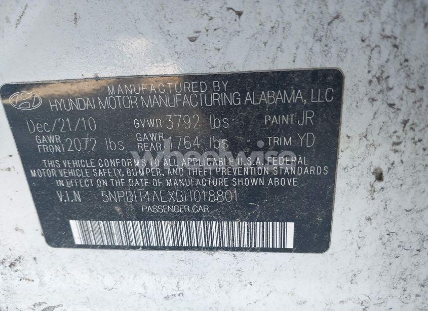 Photo 9 of 2011 Hyundai Elantra GLS (VIN 5NPDH4AEXBH018801)