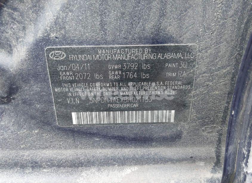 Photo 9 of 2011 Hyundai Elantra GLS (VIN 5NPDH4AEXBH021133)