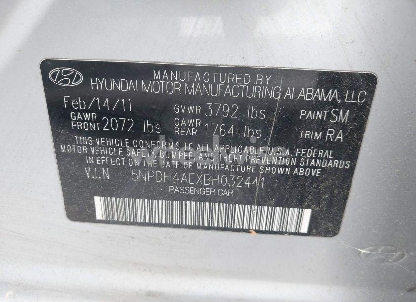 Photo 9 of 2011 Hyundai Elantra GLS (VIN 5NPDH4AEXBH032441)
