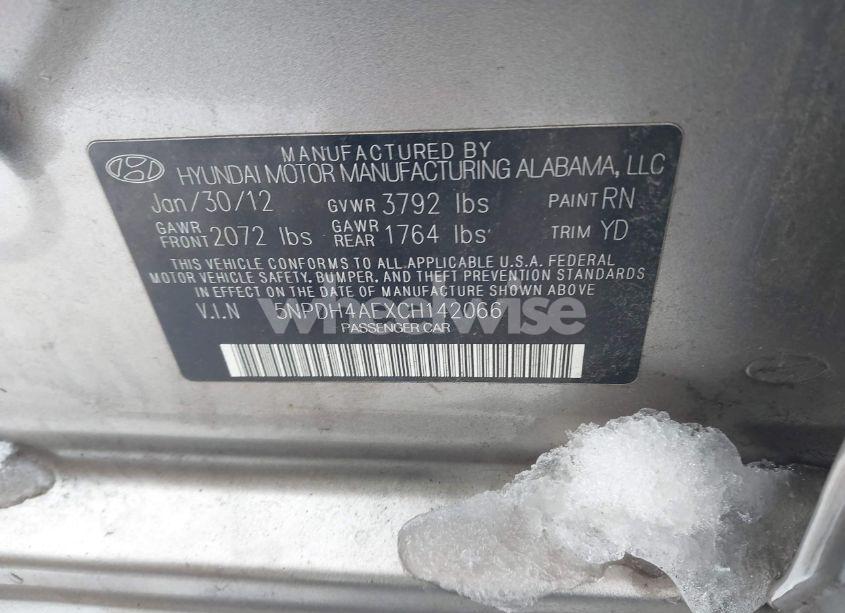 Photo 9 of 2012 Hyundai Elantra GLS (VIN 5NPDH4AEXCH142066)