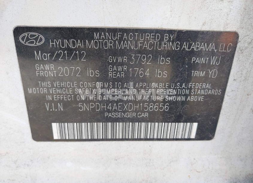 Photo 9 of 2013 Hyundai Elantra GLS (VIN 5NPDH4AEXDH158656)