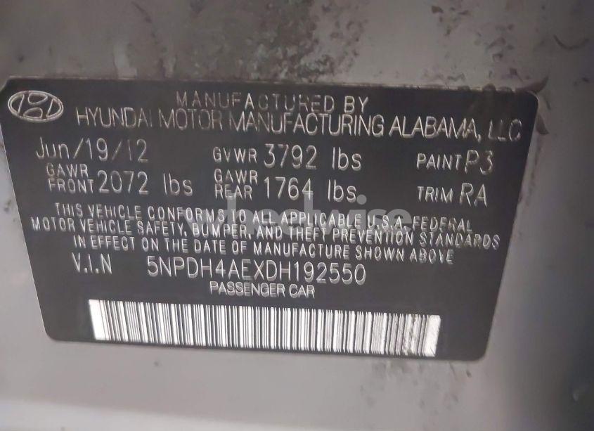 Photo 9 of 2013 Hyundai Elantra GLS (VIN 5NPDH4AEXDH192550)