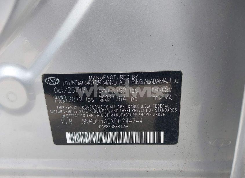 Photo 9 of 2013 Hyundai Elantra GLS (VIN 5NPDH4AEXDH244744)