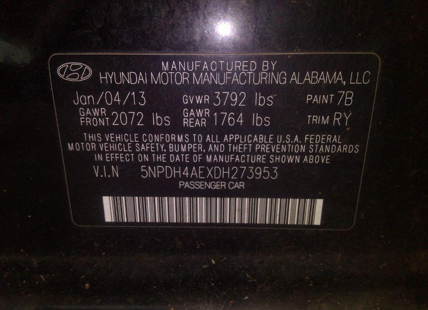 Photo 9 of 2013 Hyundai Elantra LIMITED (VIN 5NPDH4AEXDH273953)