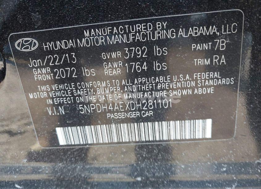 Photo 7 of 2013 Hyundai Elantra GLS (VIN 5NPDH4AEXDH281101)