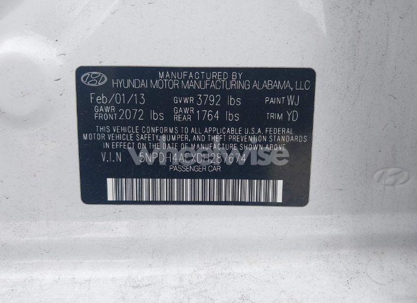 Photo 9 of 2013 Hyundai Elantra GLS (VIN 5NPDH4AEXDH287674)