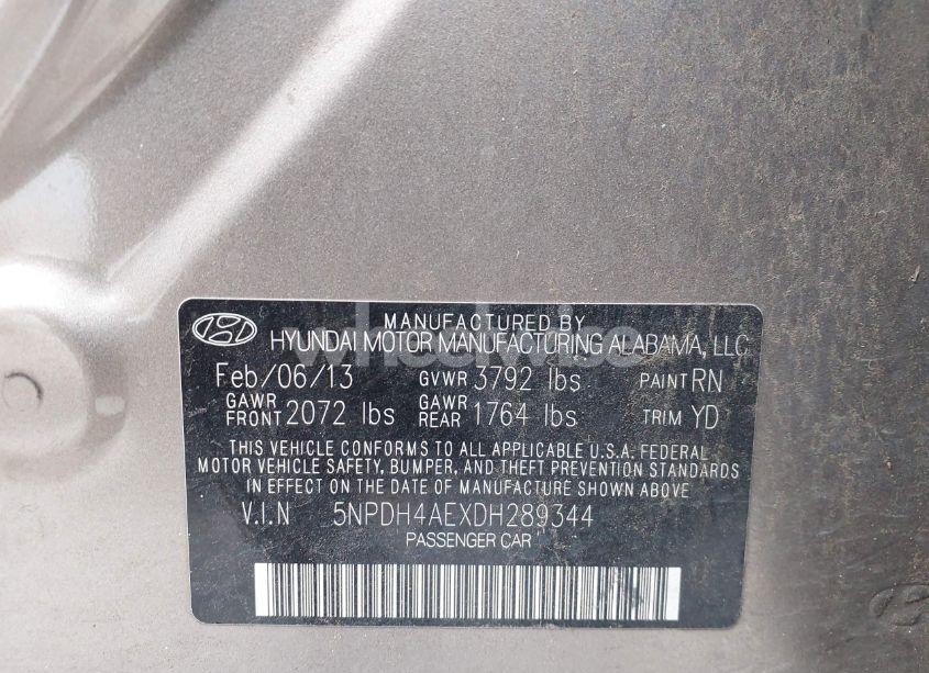 Photo 9 of 2013 Hyundai Elantra LIMITED (VIN 5NPDH4AEXDH289344)