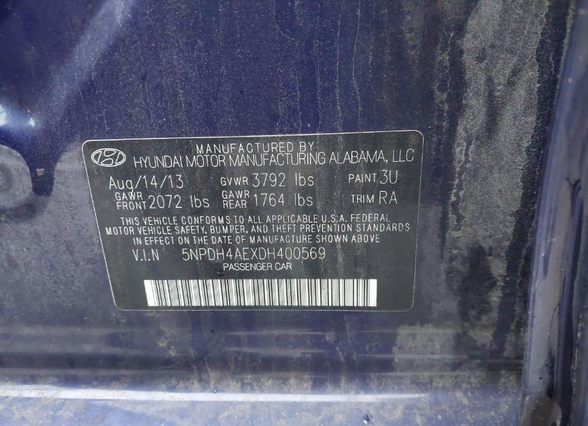 Photo 9 of 2013 Hyundai Elantra LIMITED (VIN 5NPDH4AEXDH400569)