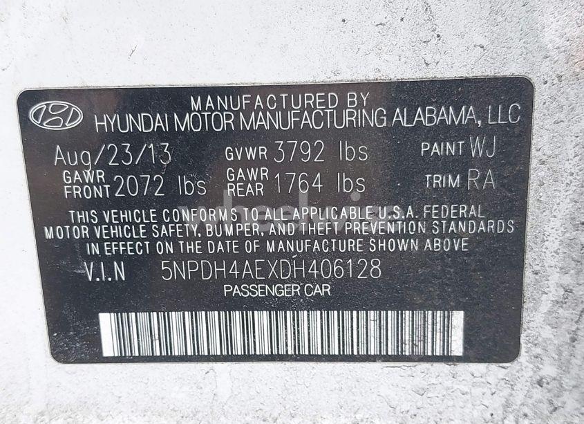 Photo 9 of 2013 Hyundai Elantra GLS (VIN 5NPDH4AEXDH406128)