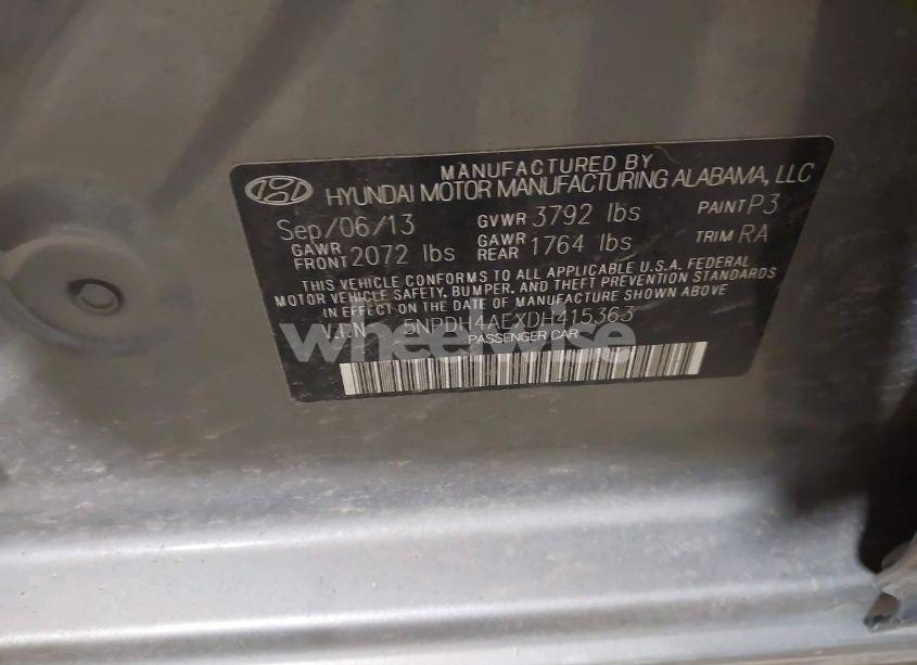 Photo 9 of 2013 Hyundai Elantra GLS (VIN 5NPDH4AEXDH415363)