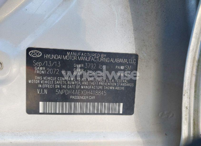 Photo 9 of 2013 Hyundai Elantra GLS (VIN 5NPDH4AEXDH418845)