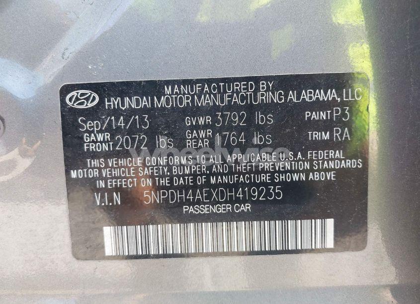 Photo 9 of 2013 Hyundai Elantra GLS (VIN 5NPDH4AEXDH419235)