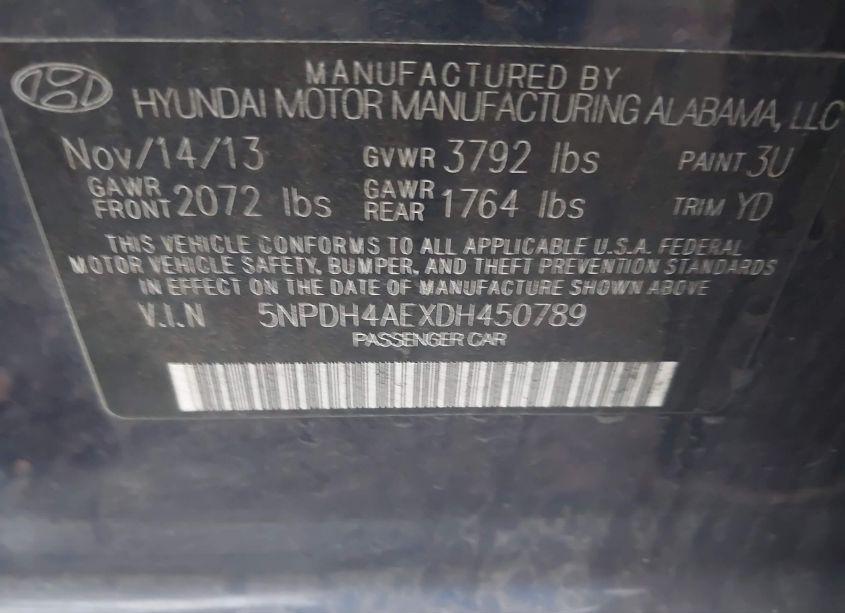 Photo 9 of 2013 Hyundai Elantra GLS (VIN 5NPDH4AEXDH450789)