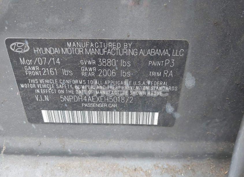 Photo 9 of 2014 Hyundai Elantra SE (VIN 5NPDH4AEXEH501872)