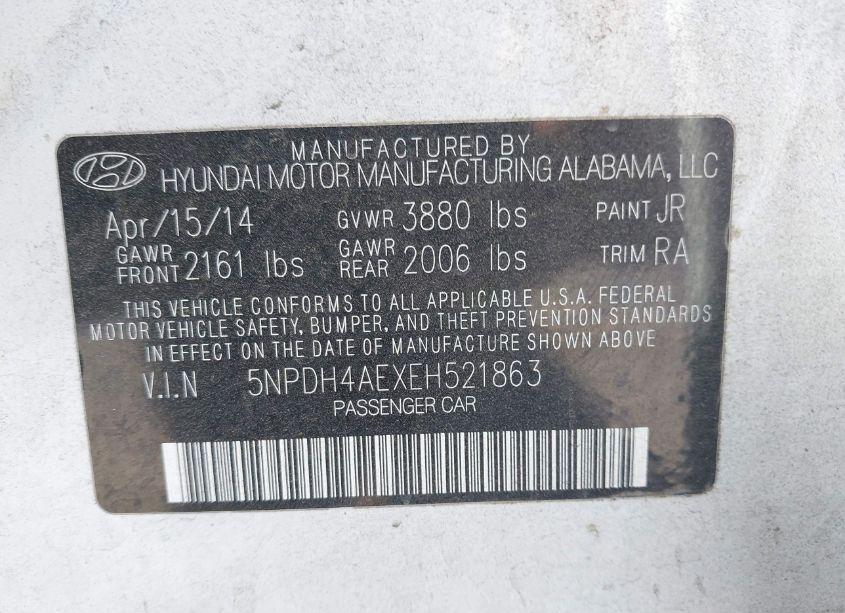 Photo 9 of 2014 Hyundai Elantra SE (VIN 5NPDH4AEXEH521863)