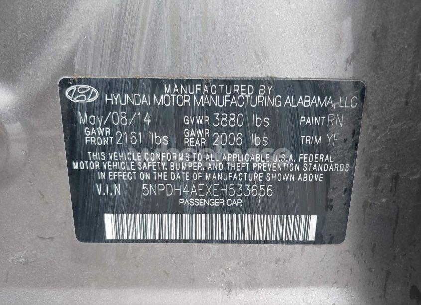 Photo 9 of 2014 Hyundai Elantra SE (VIN 5NPDH4AEXEH533656)