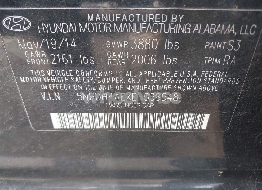 Photo 9 of 2014 Hyundai Elantra SE (VIN 5NPDH4AEXEH538548)