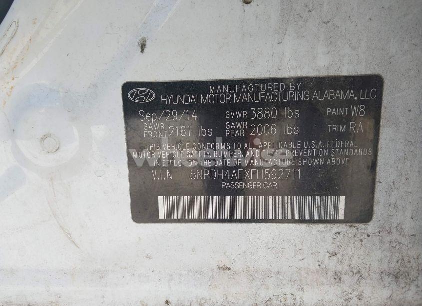 Photo 9 of 2015 Hyundai Elantra SE (VIN 5NPDH4AEXFH592711)