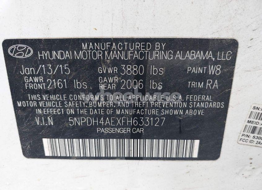 Photo 9 of 2015 Hyundai Elantra SE (VIN 5NPDH4AEXFH633127)