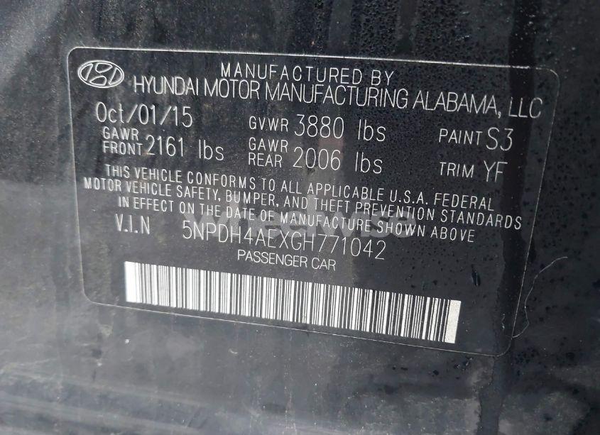 Photo 9 of 2016 Hyundai Elantra SE (VIN 5NPDH4AEXGH771042)