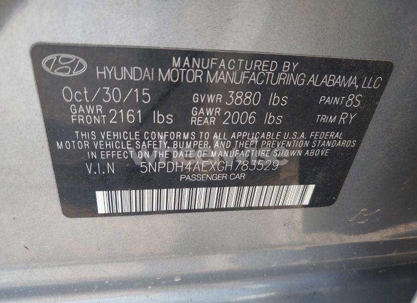 Photo 9 of 2016 Hyundai Elantra VALUE EDITION (VIN 5NPDH4AEXGH783529)