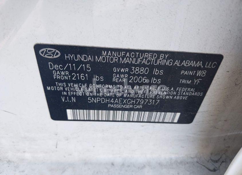 Photo 9 of 2016 Hyundai Elantra SE (VIN 5NPDH4AEXGH797317)