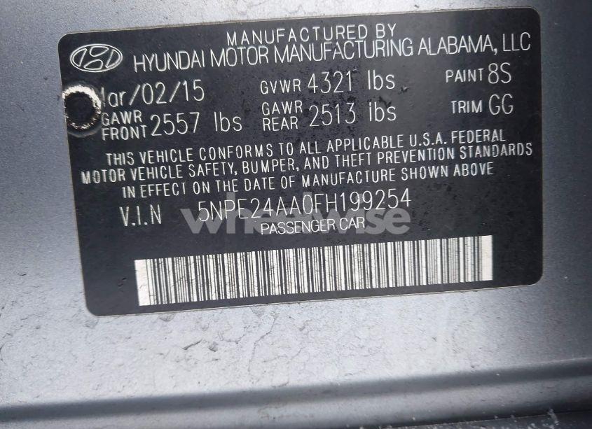 Photo 9 of 2015 Hyundai Sonata ECO (VIN 5NPE24AA0FH199254)