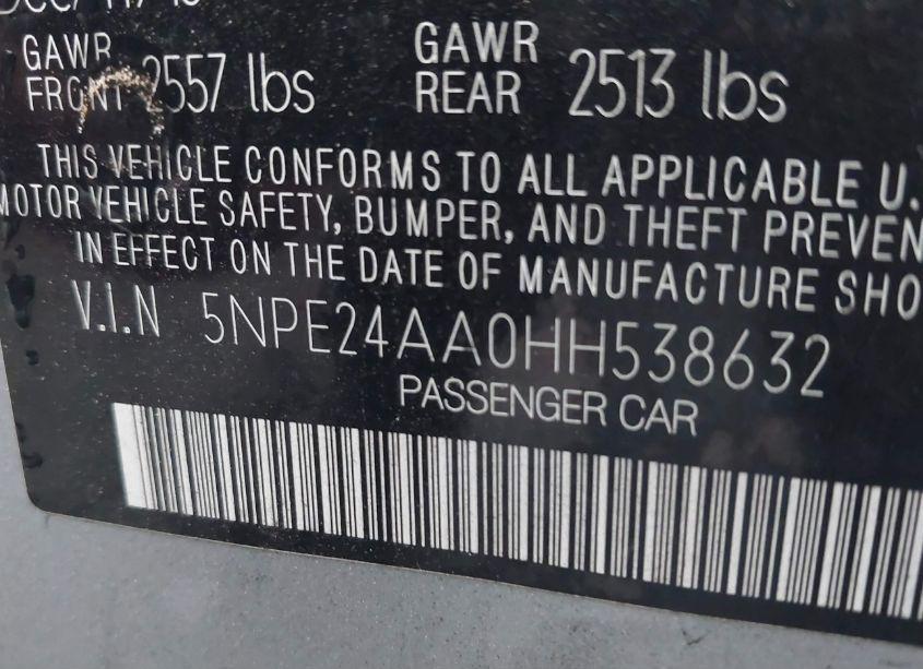 Photo 9 of 2017 Hyundai Sonata ECO (VIN 5NPE24AA0HH538632)