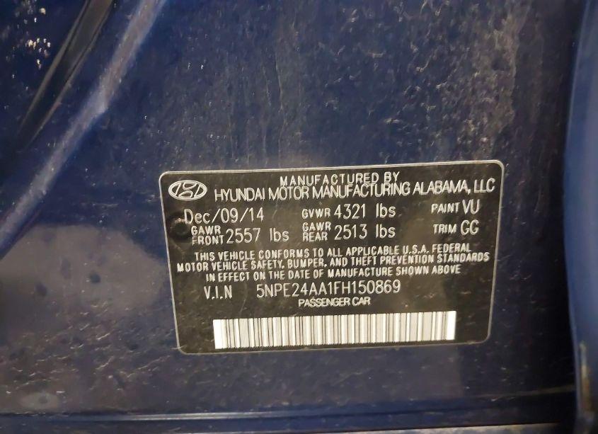 Photo 9 of 2015 Hyundai Sonata ECO (VIN 5NPE24AA1FH150869)