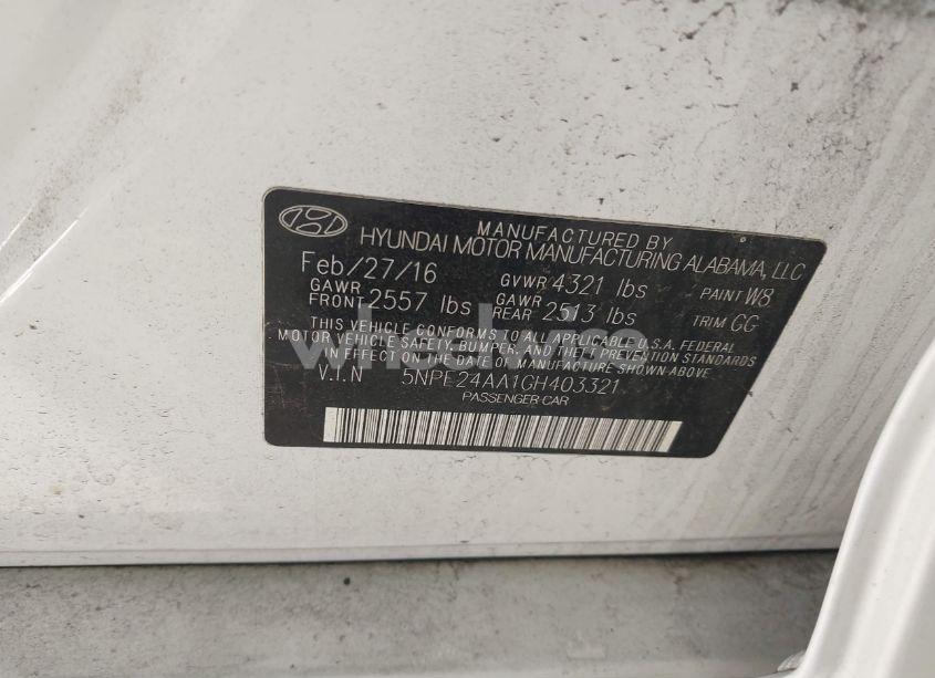 Photo 9 of 2016 Hyundai Sonata ECO (VIN 5NPE24AA1GH403321)