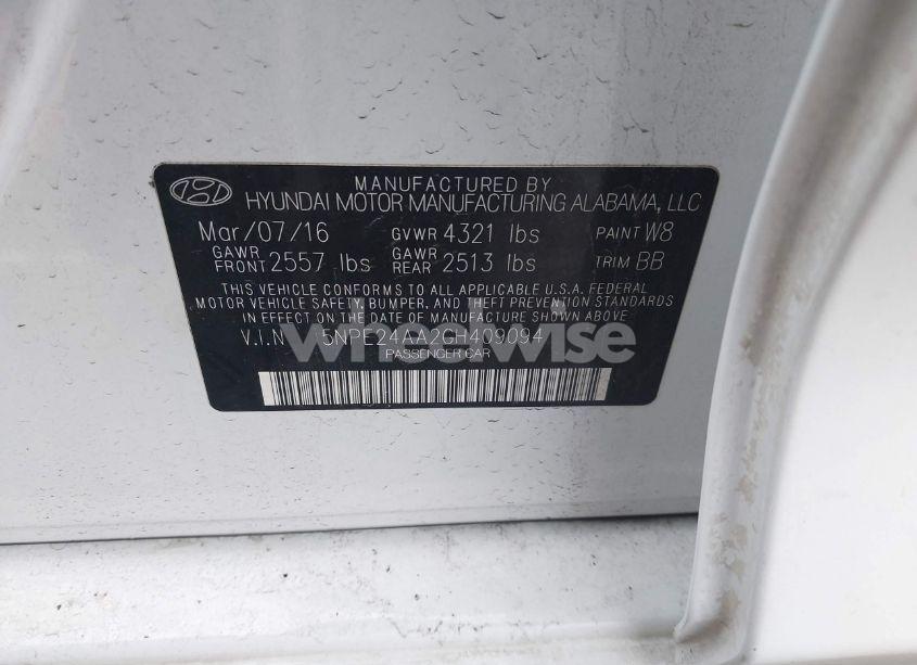 Photo 9 of 2016 Hyundai Sonata ECO (VIN 5NPE24AA2GH409094)