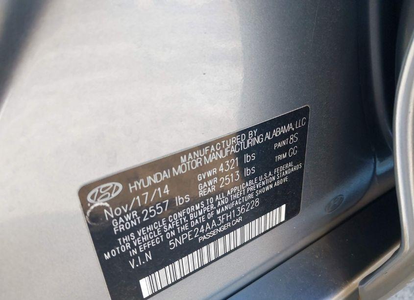Photo 9 of 2015 Hyundai Sonata ECO (VIN 5NPE24AA3FH136228)