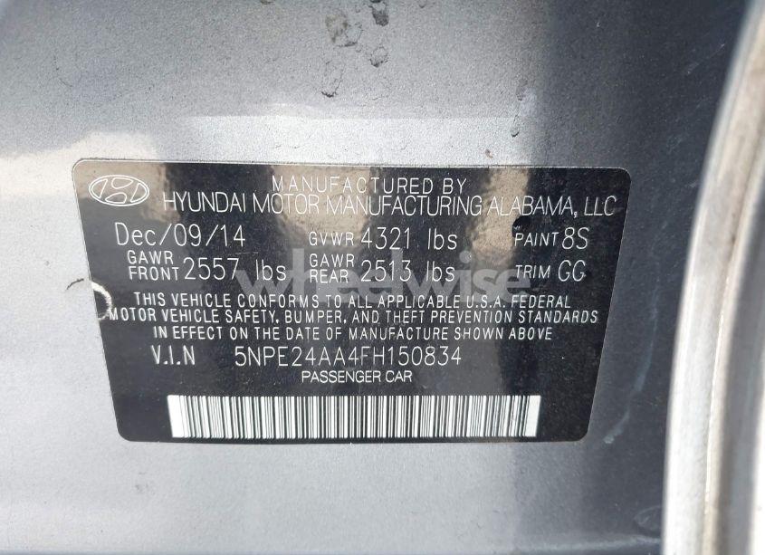 Photo 9 of 2015 Hyundai Sonata ECO (VIN 5NPE24AA4FH150834)