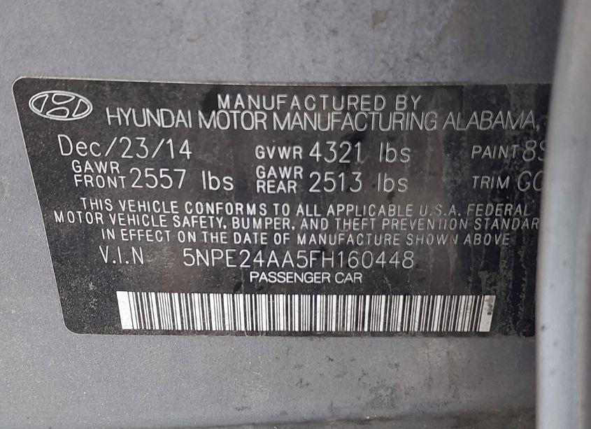 Photo 9 of 2015 Hyundai Sonata ECO (VIN 5NPE24AA5FH160448)