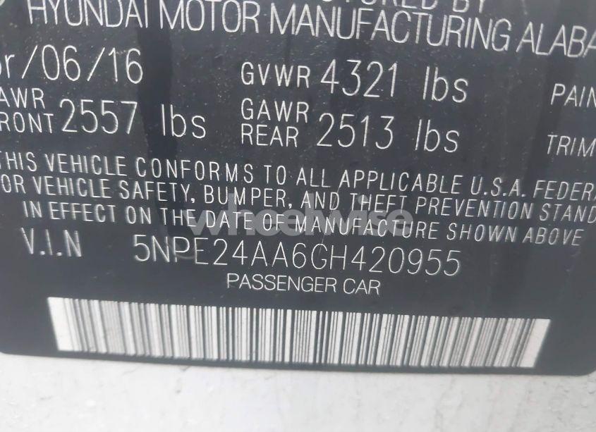 Photo 9 of 2016 Hyundai Sonata ECO (VIN 5NPE24AA6GH420955)