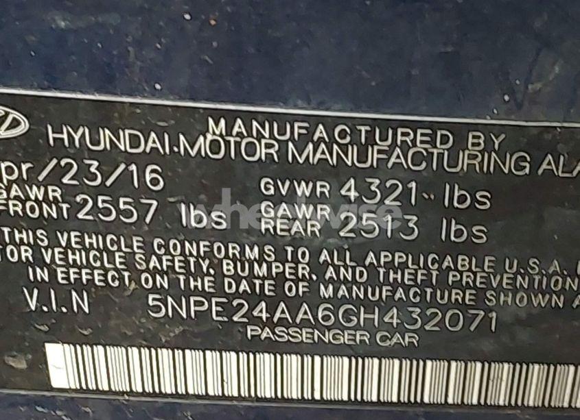 Photo 9 of 2016 Hyundai Sonata ECO (VIN 5NPE24AA6GH432071)