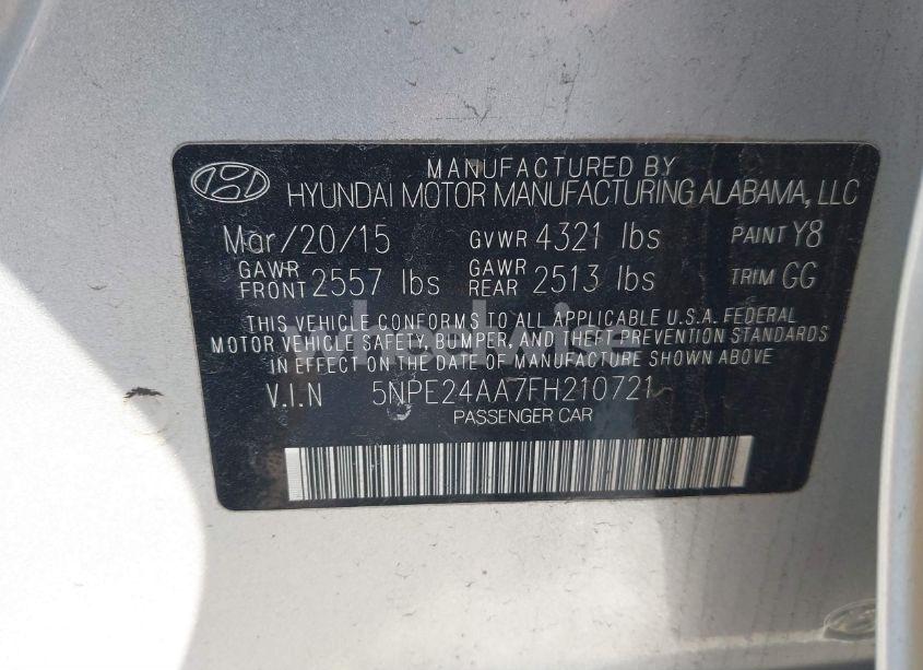 Photo 9 of 2015 Hyundai Sonata ECO (VIN 5NPE24AA7FH210721)
