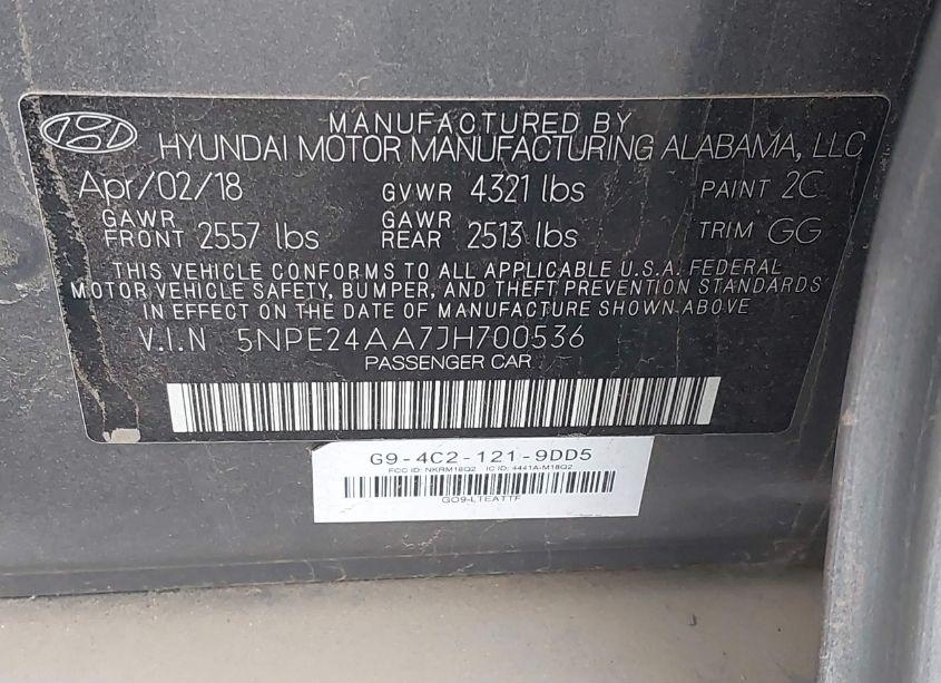 Photo 9 of 2018 Hyundai Sonata ECO (VIN 5NPE24AA7JH700536)