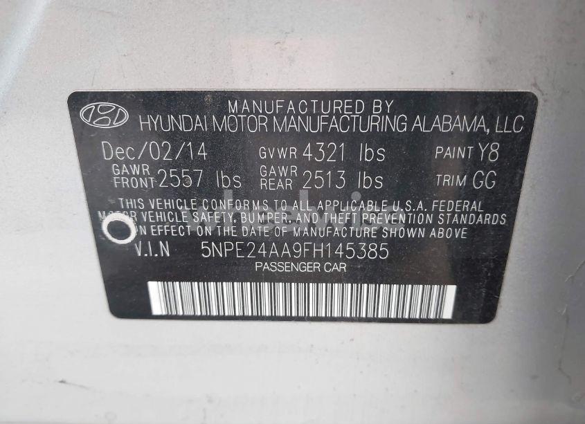 Photo 9 of 2015 Hyundai Sonata ECO (VIN 5NPE24AA9FH145385)