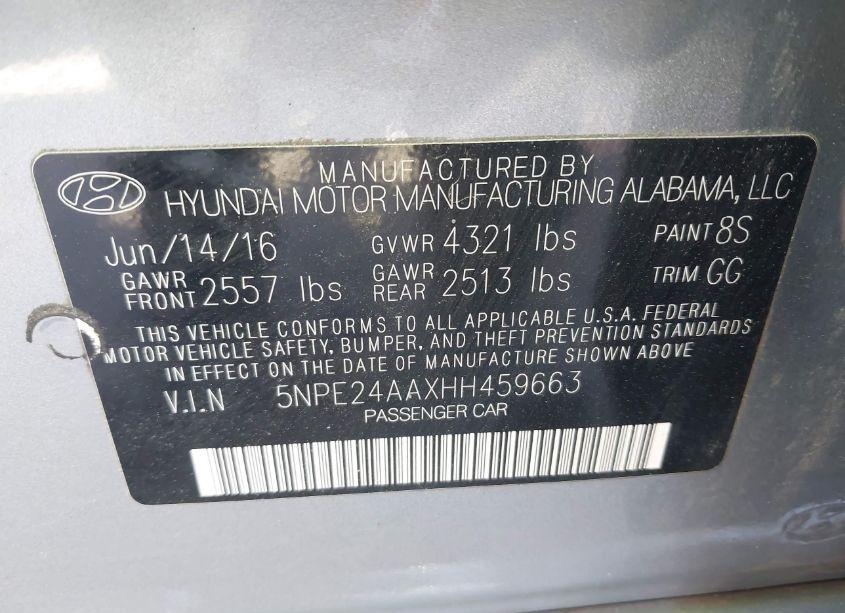 Photo 9 of 2017 Hyundai Sonata ECO (VIN 5NPE24AAXHH459663)